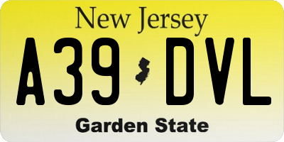 NJ license plate A39DVL
