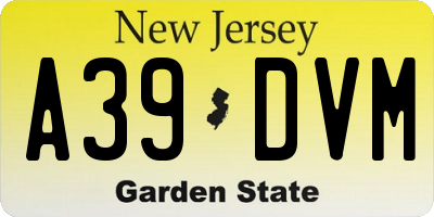 NJ license plate A39DVM