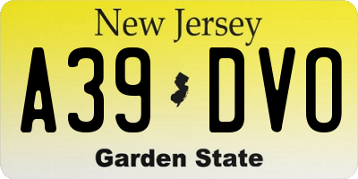 NJ license plate A39DVO