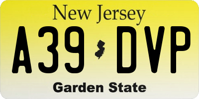 NJ license plate A39DVP
