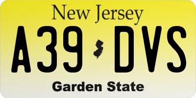 NJ license plate A39DVS
