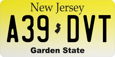 NJ license plate A39DVT