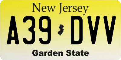 NJ license plate A39DVV