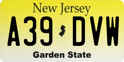 NJ license plate A39DVW