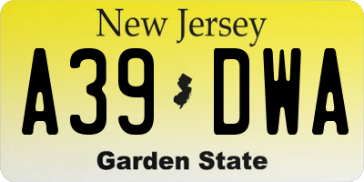 NJ license plate A39DWA