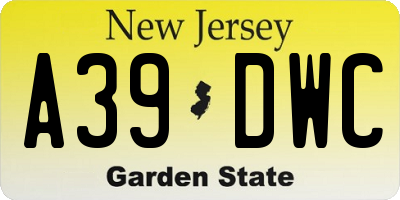 NJ license plate A39DWC