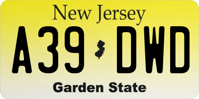 NJ license plate A39DWD