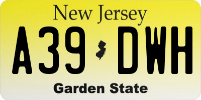 NJ license plate A39DWH