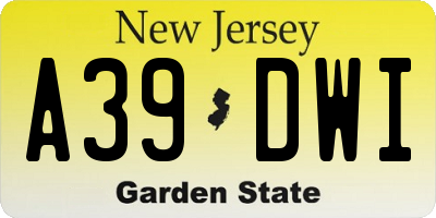 NJ license plate A39DWI