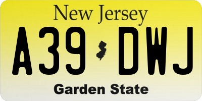 NJ license plate A39DWJ