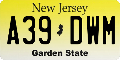 NJ license plate A39DWM