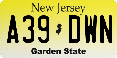 NJ license plate A39DWN