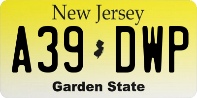 NJ license plate A39DWP