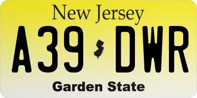NJ license plate A39DWR