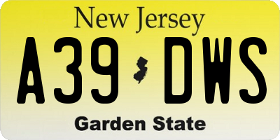 NJ license plate A39DWS