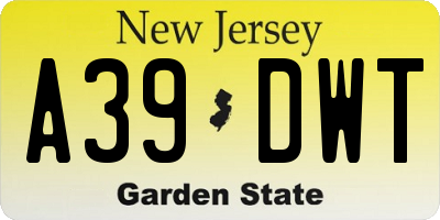 NJ license plate A39DWT