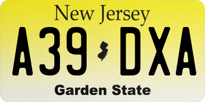 NJ license plate A39DXA