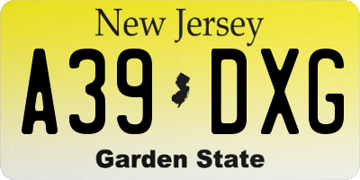 NJ license plate A39DXG