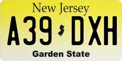 NJ license plate A39DXH