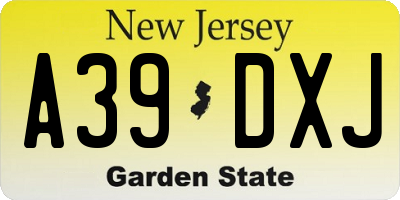 NJ license plate A39DXJ