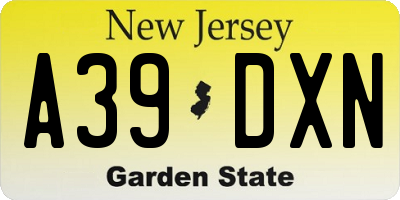 NJ license plate A39DXN