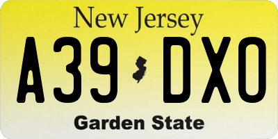 NJ license plate A39DXO