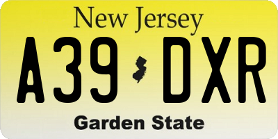 NJ license plate A39DXR