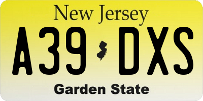 NJ license plate A39DXS