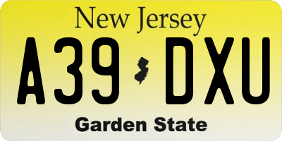 NJ license plate A39DXU