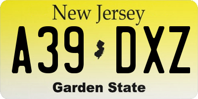 NJ license plate A39DXZ