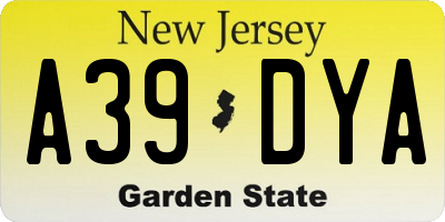 NJ license plate A39DYA