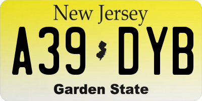 NJ license plate A39DYB