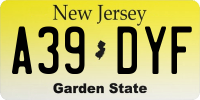 NJ license plate A39DYF