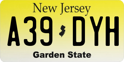 NJ license plate A39DYH