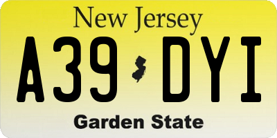 NJ license plate A39DYI