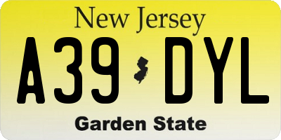 NJ license plate A39DYL