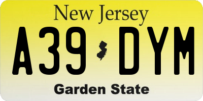 NJ license plate A39DYM
