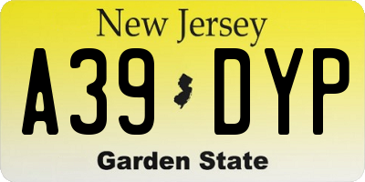 NJ license plate A39DYP