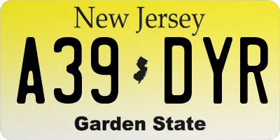 NJ license plate A39DYR