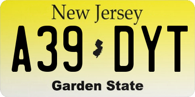 NJ license plate A39DYT