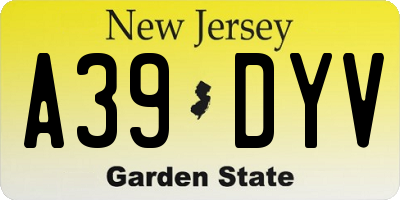 NJ license plate A39DYV