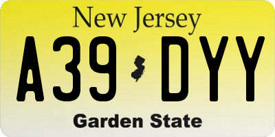 NJ license plate A39DYY