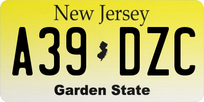 NJ license plate A39DZC