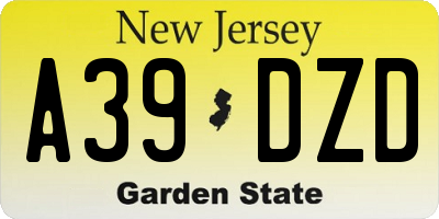 NJ license plate A39DZD