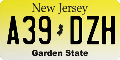 NJ license plate A39DZH
