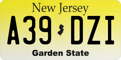 NJ license plate A39DZI