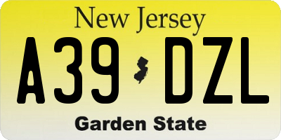 NJ license plate A39DZL
