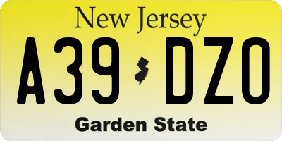 NJ license plate A39DZO