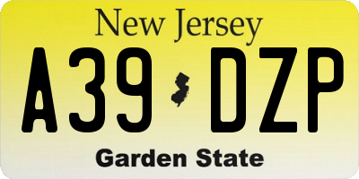 NJ license plate A39DZP