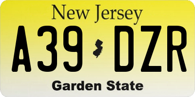 NJ license plate A39DZR